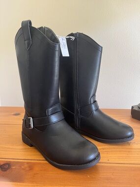 Old Navy NWT Kids Black Western-Style Zip Boots style comfort US 1 girls